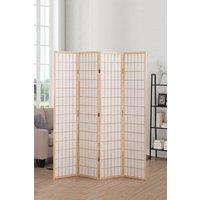 Living and Home 4-Panel Natural Solid Wood Folding Room Divider Screen