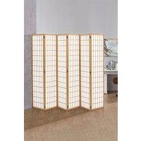 Living and Home 6-Panel Natural Solid Wood Folding Room Divider Screen