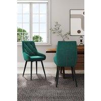 Living and Home 2pcs Button Buttery Velvet Upholstered Dining Chair in Green