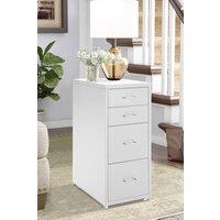 Living and Home Movable Vertical File Cabinet with 4 Drawers in White