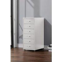 Living and Home 6 Drawers Vertical File Cabinet with Wheels in White
