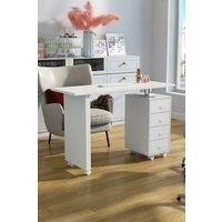 Living and Home 4 Drawers Manicure Nail Table Beauty Salon Desk with Wheels in White