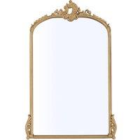 Living and Home 66x96cm Antique Gold Decorative Arched Top Wall Mirror with Ornate Carved Frame | Size: 66x96 cm