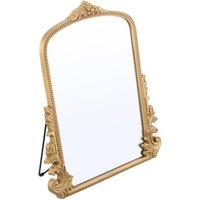Living and Home 41x51cm Baroque Style Gold Vanity Mirror with Stand with Ornate Leaf & Scrollwork Carvings | Size: 41x51 cm