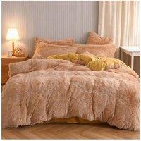 Living and Home 3Pcs Soft Skin-friendly Faux Mink Fleece Duvet Set in Camel | Size: Single