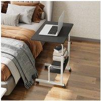 Living and Home Height Adjustable Mobile Overbed Table in Black