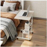 Living and Home Height Adjustable Mobile Overbed Table in White