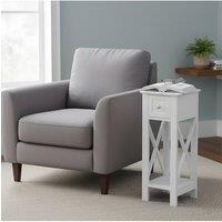 Living and Home Modern Bedside Table with Drawer in White