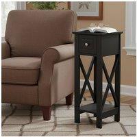 Living and Home Modern Bedside Table with Drawer in Black