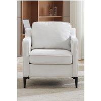 Living and Home White Linen Single Sofa Armchair in Light Beige