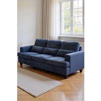 Living and Home 3-Seater Chenille Upholstered Sofa with Pillows in Blue