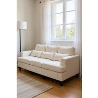 Living and Home 3-Seater Chenille Upholstered Sofa with Pillows in White