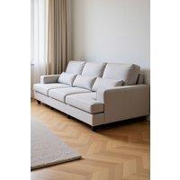 Living and Home 3-Seater Chenille Upholstered Sofa with Pillows in Light Grey