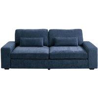 Living and Home 2-Seater Chenille Upholstered Sofa with Pillows in Dark Blue