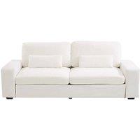 Living and Home 2-Seater Chenille Upholstered Sofa with Pillows in White