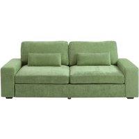 Living and Home 2-Seater Chenille Upholstered Sofa with Pillows in Green