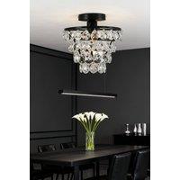 Living and Home Silver Teardrop Crystal Ceiling Light in Black