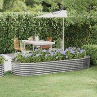 Berkfield Home Garden Raised Bed Powder-coated Steel 249x100x36 cm Silver | Size: 249 x 100 x 36 cm