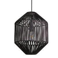 Industville Boho Rattan Ceiling Pendant Light - 12 Inch - Diamond in Black | Size: 12 inches