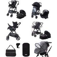 Groundlevel 3 in 1 Deluxe Pushchair Stroller in Jet Black