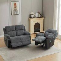 FURNITURE ONE Corduroy Fabric Electric Massage Sofa Suit with 8 Point Vibration Massage in Grey