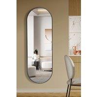 Living and Home Modern Oval Metal Full Length Wall Mirror in Black