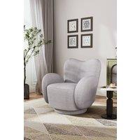Living and Home Chenille Upholstered Swivel Chair Armchair in Grey