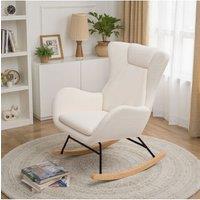 Living and Home White Lambswool Upholstered Rocking Chair