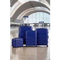 Living and Home 4PCS Blue Lockable Travel Suitcase Set