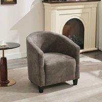 FURNITURE ONE Bronzing Fabric Tub Chair, Upholstered Armchair, Padded Barrel Club Chair - Grey