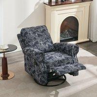 FURNITURE ONE Recliner Armchair, 360 Swivel Single Sofa with Adjustable Backrest & Footrest - Navy | Size: 1 Seater