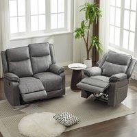FURNITURE ONE Manual Recliners Sofa, Recliner Couches Set, Armchair + Loveseat Set - Grey | Size: 3 Seater