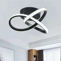 Garwarm 1 - Light 26cm Unique Statement Geometric LED Semi Flush Mount in Black