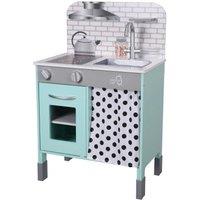 Teamson Kids Little Chef Contemporary Interactive Wooden Toy Kitchen Set in Teal