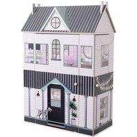 Teamson Kids 3 Story Farmhouse Wooden Dollhouse with 13pc Accessory Set for 12 Dolls in White