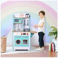 Teamson Kids Little Chef Small Retro Wooden Play Kitchen Toy Pretend Play Set in Blue