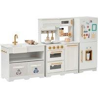 Teamson Kids Large Play Kitchen in White & Gold with 17 Accessories & Fridge