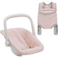Teamson Kids Polka Dot Princess Baby Doll Carrier & Car Seat Set in Pink