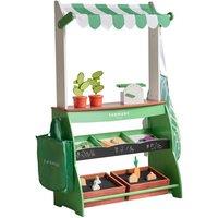 Teamson Kids Childrens Shop Playset Farmers Market Stand Roleplay Set in Green