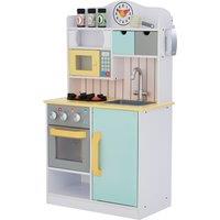 Teamson Kids Classic Florence Interactive Wooden Pretend Play Toy Kitchen, White/Green & Yellow in White