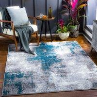 Livabliss Wanderlust-Abstract Blue Grey Black Modern Marble Living Dining Bedroom Rug in Dark Blue | Size: 120 cm x 170 cm