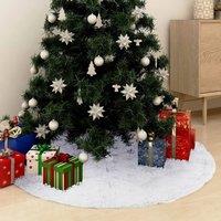 Berkfield Home Luxury Christmas Tree Skirt White 122 cm Faux