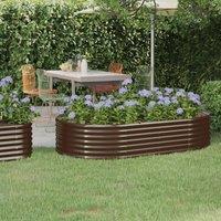Berkfield Home Garden Raised Bed Powder-coated Steel 175x100x36 cm Brown | Size: 175 x 100 x 36 cm