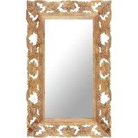 Berkfield Home Hand Carved Mirror Brown 80x50 cm Solid Mango Wood