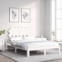 Berkfield Home Bed Frame with Headboard White Small Double Solid Wood