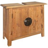 Berkfield Home Bathroom Vanity Cabinet Solid Pinewood 70x32x63 cm in Brown | Size: 70 x 32 x 63 cm