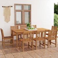Berkfield Home 9 Piece Garden Dining Set Solid Teak Wood in Brown