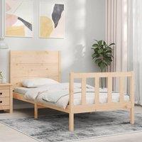Berkfield Home Bed Frame with Headboard Small Single Solid Wood in Brown