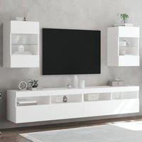 Berkfield Home TV Wall Cabinets with LED Lights 2 pcs White 40x30x60.5 cm