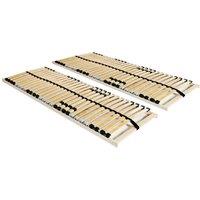 Berkfield Home Slatted Bed Bases 2 pcs with 28 Slats 7 Zones 90x200 cm in Brown